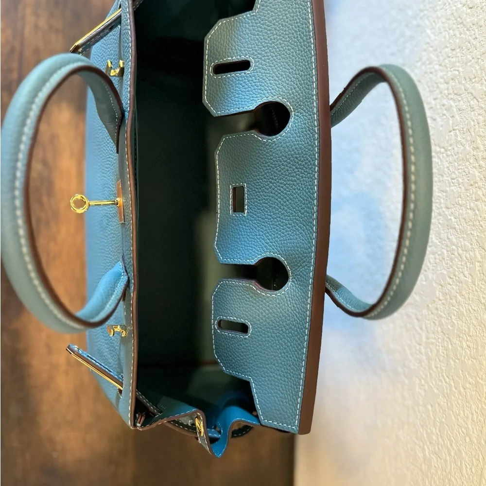 Designer inspired leather satchel bag handmade exclusive - Picture 10 of 14